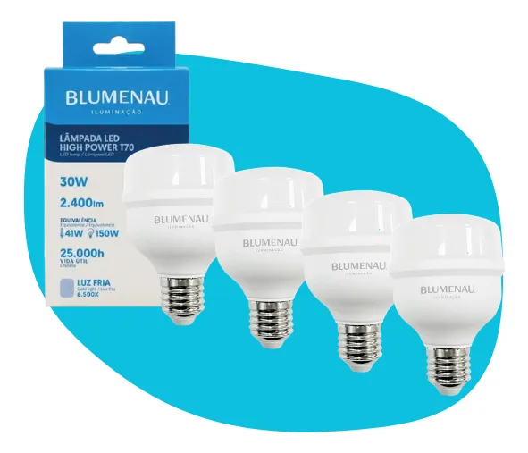 Lâmpada Led High Power 30w 6500k Blumenau Kit Com 4 Unidades