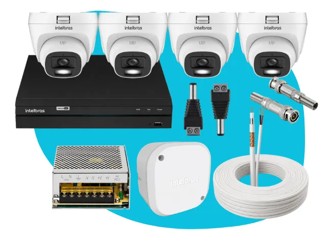 Kit Completo Com 4 Câmeras Intelbras